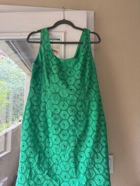 Adrianna Papell Green Eyelet Mini Dress